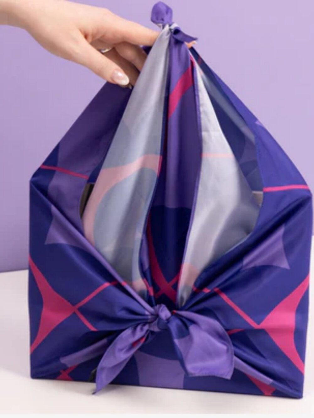 RARE Coach x Miss Furoshiki Scarf Wrap Purple Logo Print Square Japan Collab - Picture 7 of 14